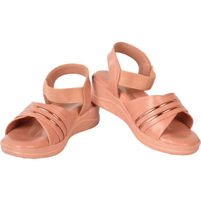 Elite Women Peach Wedge Sandals C426102