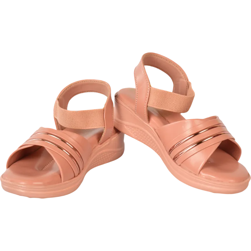 Elite Women Peach Wedge Sandals C426102