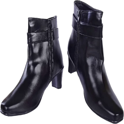 Elite Black Ankle Boot with Decorative Buckle for Women's L325822