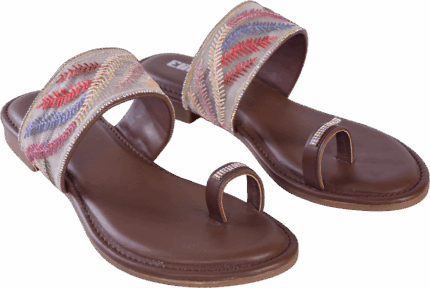 Elite Boho Chic Malty Embroidered Toe Ring Sandals with Multicolor Leaf Pattern L3854265