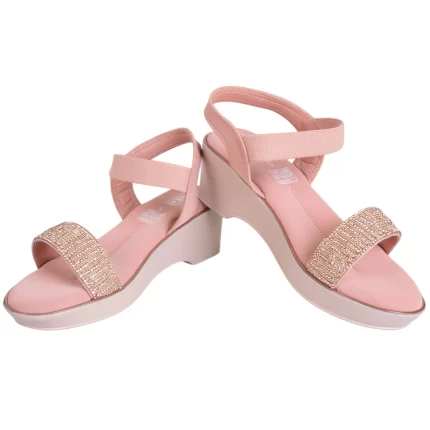 Elite Rosy Radiance Embellished Ankle-Strap Sandals for Women - L105860
