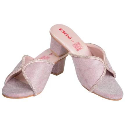 Elite Pink Glitter Block Heel Sandals for Women L179154