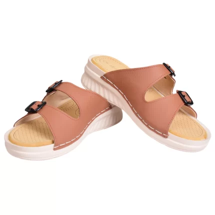 Elite Tan Buckle-Strap Comfort Sandals for Women L18861