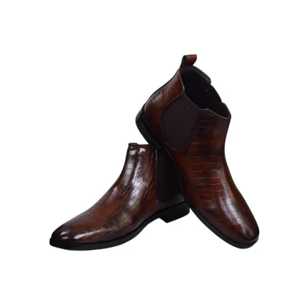 Elite Croc-Pattern Leather Chelsea Boots For Men - S305840
